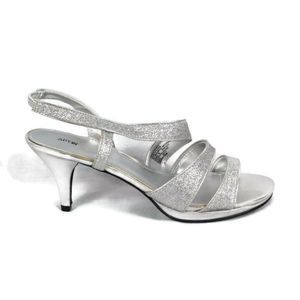 Apt 9 Crystal Silver Shimmer Women's Slingback Heels 9.5